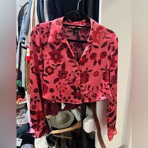 House of Harlow Floral Cropped Blouse